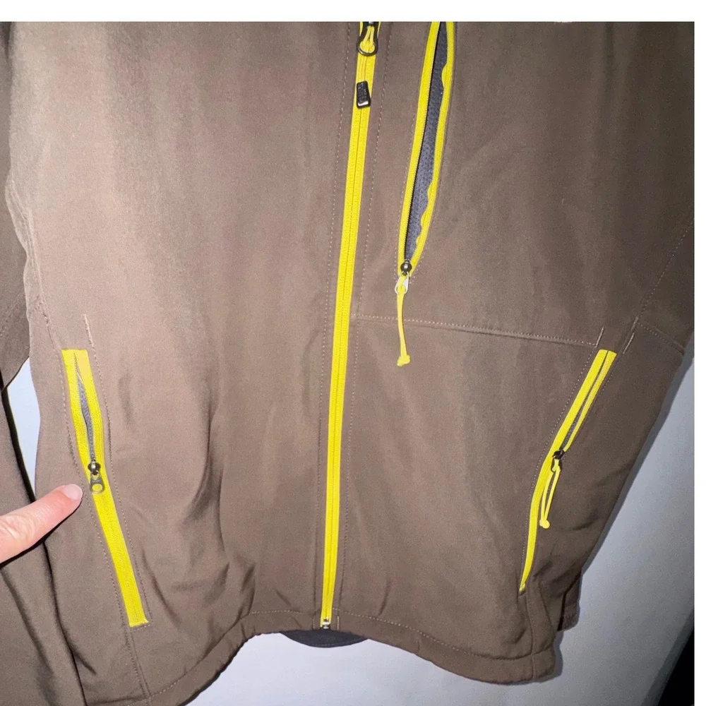 The North Face Apex Bionic Jacket Mens M  Brown Yellow Softshell Fall Winter